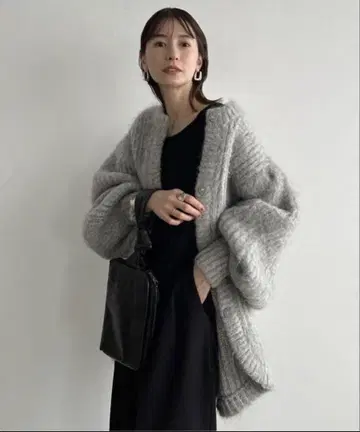 CLANE COLOR MOHAIR SHAGGY CARDIGAN GREY