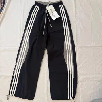스트라이프 조거 팬츠 블랙 M 사이드 라인