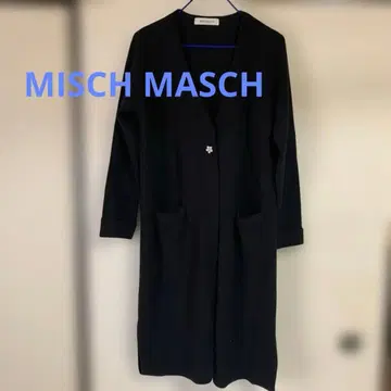 [ MISCH MASCH ] 블랙 니트 소재 롱 가디건 꽃 펄 버튼