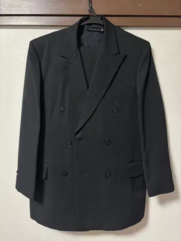 새상품급 더블 수트 셋업 블랙 무지 모 100% A5