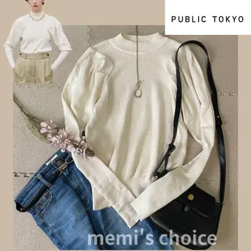 PUBLIC TOKYO 숄더 턱 하이넥 니트 F