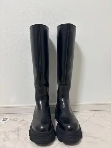 블랙 통굽 롱 부츠