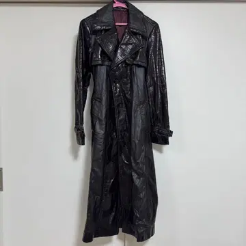 TORNADO MART 블랙 롱 코트 천연 가죽