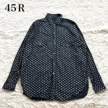 새상품급 45R 시가 도트 프린트 908 야마 셔츠 인디고 네이비 나염