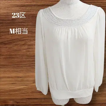 23구 화이트 자수 디자인 쉬폰 긴팔 블라우스 고급 상의 491
