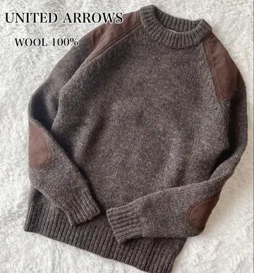 UNITED ARROWS 울 100% 엘보 패치 니트 스웨터