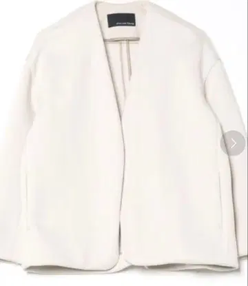 화이트 노카라 자켓 그린 라벨 릴랙싱