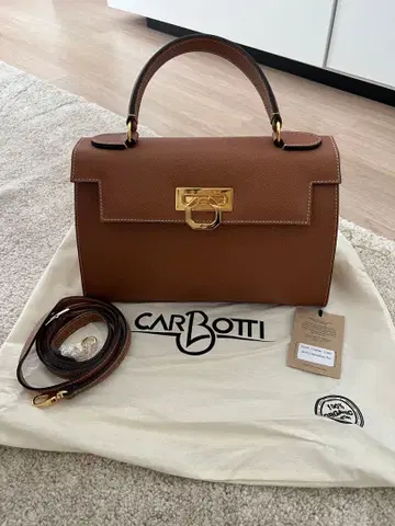 CARBOTTI 브라운 가죽 핸드백
