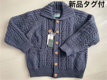 피셔맨 니트 가디건 블루 계열 아란 니트 새상품
