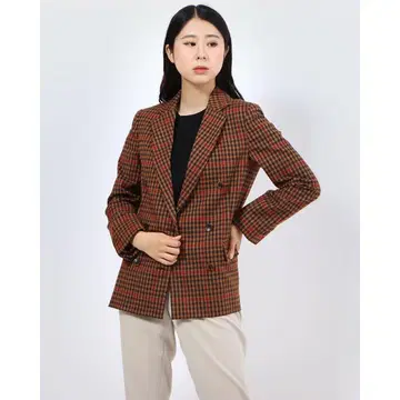 나노 유니버스 체크 더블 브레스트 자켓