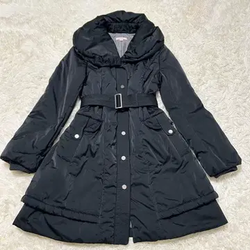 로럴 에스카다 숄카라 충전솜 롱 코트 벨트 포함 블랙 M