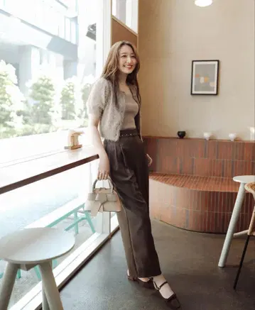 NATURAL BEAUTY BASIC 허리 라인 강조 벨티드 팬츠