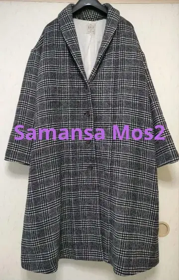 사만사 모스2 체크 롱 코트