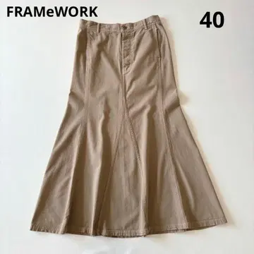 FRAMeWORK 치노 머메이드 플레어 스커트 코튼 베이지 L
