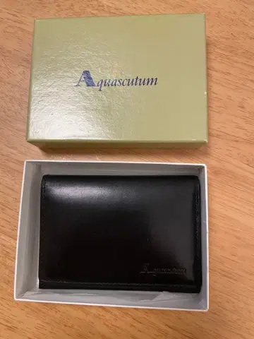 Aquascutum 블랙 가죽 명함지갑 카드 케이스