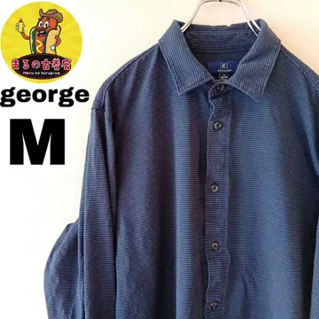 USA 구제 의류 george 플란넬 셔츠 M 네이비 블루
