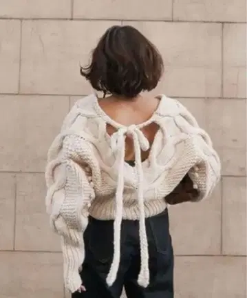 etretokyo 로우 게이지 케이블 니트 아이보리