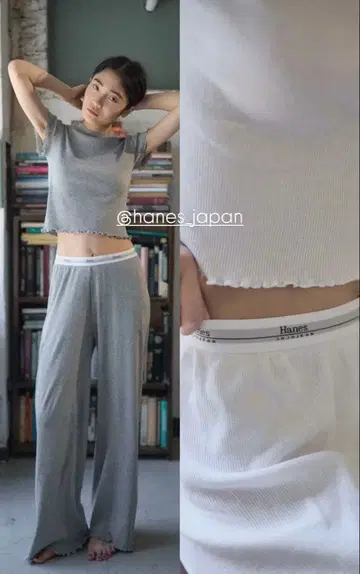 hanes 모모치하루 콜라보 상하의 화이트