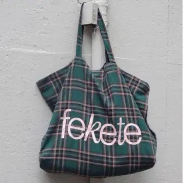 FEKETE 로고 체크 빅 토트백