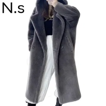 컨디션 최상 완판템 후드 부착 보아 코트 차콜 그레이 테디베어 N.s