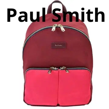 새상품 Paul Smith 폴스미스 소가죽 백팩 와인 레드 빨간색 핑크