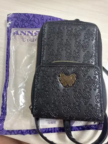 블랙 꽃 무늬 스마트폰 숄더백
