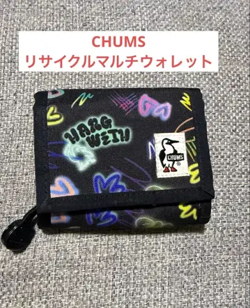 CHUMS 리사이클 멀티 지갑 네온 패턴