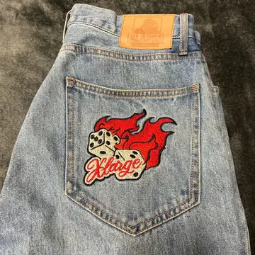 XLARGE 데님 배기 팬츠 BURNING DICE PANTS W34