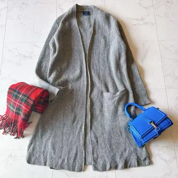 폴로 랄프 로렌 울 캐시미어 리브 롱 가디건 그레이 SP