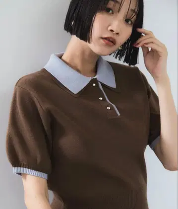 VIS 더블 칼라 폴로 상의 브라운