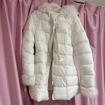 GRL 화이트 다운 자켓 kd13 벨트 포함 퍼 다운 코트