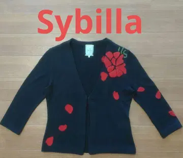 Sybilla 블랙 장미 자수 가디건