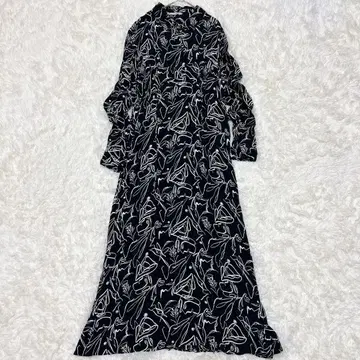 ZARA 자라 모노톤 꽃무늬 롱 셔츠 원피스 옷깃 빅 사이즈 블랙