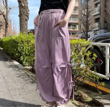 원 웨이 연보라 카고 팬츠 사이드 포켓, 사이드 리본 포함