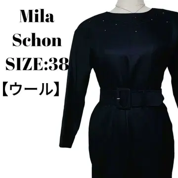 Mila Schon 38 블랙 원피스 비쥬 장식 벨트 포함 고급