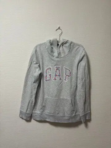 GAP M 그레이 후드 부착 후드티 여성용 꽃무늬
