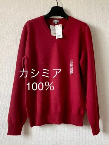 택 포함 미사용품 UNIQLO 캐시미어 100% V넥 스웨터 M 사이즈