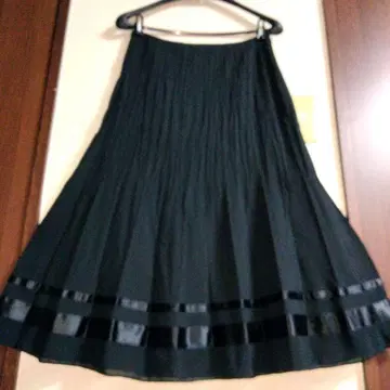 월드 CORDIER 블랙 플리츠 롱 스커트 L 사이즈 울 쉬폰