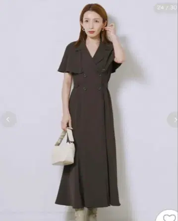 스나이델 케이프 칼라 트렌치 원피스 브라운