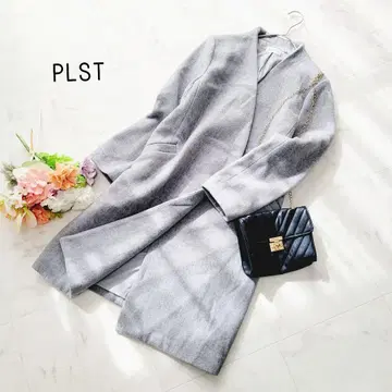 PLST 라이트 그레이 울 모사 컬러리스 코트 롱 코트