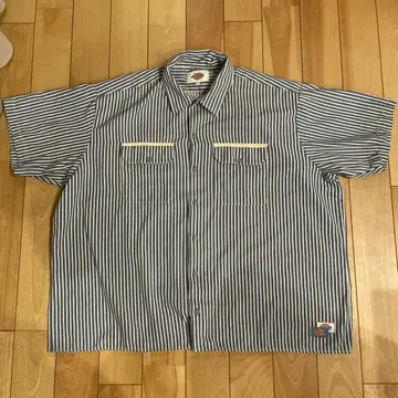 Dickies 스트라이프 반팔 워크 셔츠 M
