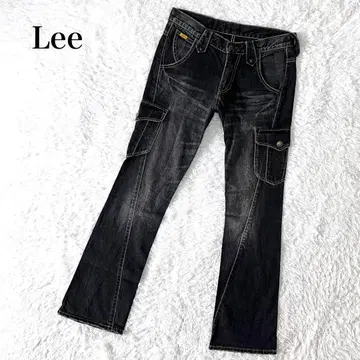 Lee 리 플레어 데님 팬츠 카고 포켓 유즈드 가공 블랙 S