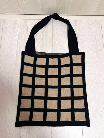 프렌치불 니트 백 꽃무늬 x 격자