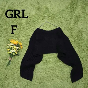 [그레일] 리브 니트탑 F 블랙 오프숄더풍 두꺼운 원단 크롭 기장