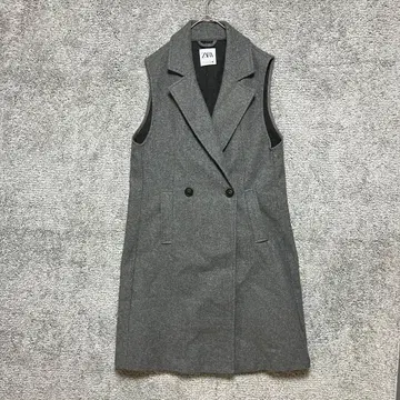 자라 더블 브레스트 소프트 베스트 슬리브리스 롱 그레이