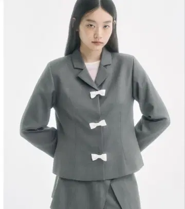 fekete 그레이 테일러드 자켓 리본 포함