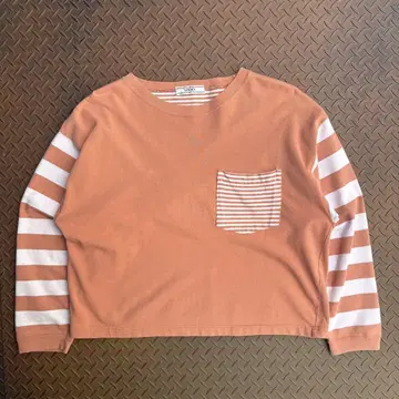 90s IZOD 보더 티셔츠 짧은 기장 레이어드 포켓 부착