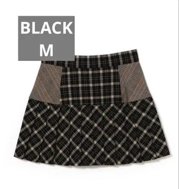 앤드마리 체크 플리츠 스커트 BLACK