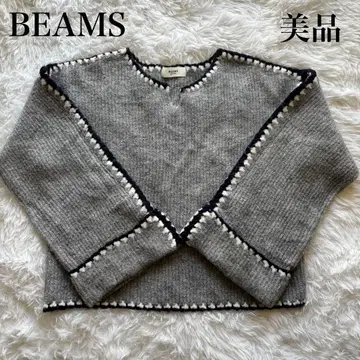새상품급 BEAMS 그레이 니트 스웨터 긴팔 프리 사이즈