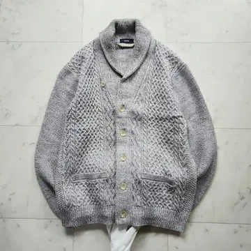 새상품급 쉽스 가디건 L 겉옷 숄카라 모 100% 그레이